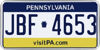 PA license plate JBF4653