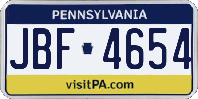 PA license plate JBF4654