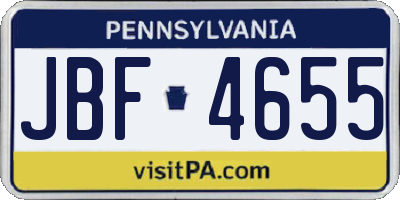 PA license plate JBF4655