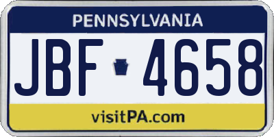 PA license plate JBF4658