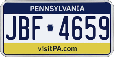 PA license plate JBF4659