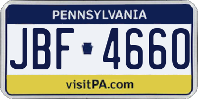 PA license plate JBF4660