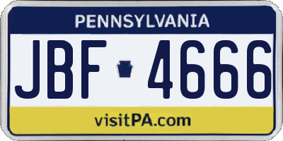 PA license plate JBF4666