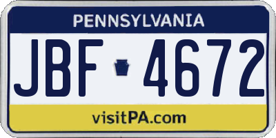 PA license plate JBF4672
