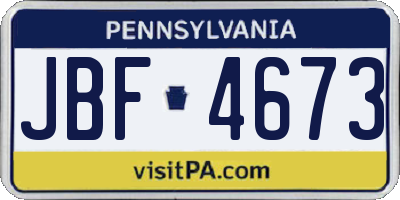 PA license plate JBF4673