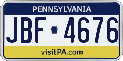 PA license plate JBF4676