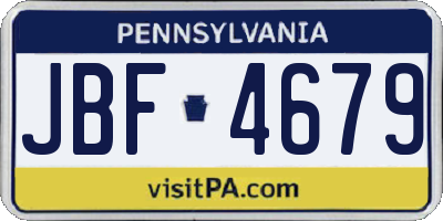 PA license plate JBF4679