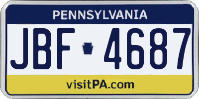 PA license plate JBF4687