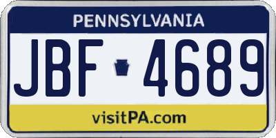 PA license plate JBF4689