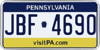 PA license plate JBF4690