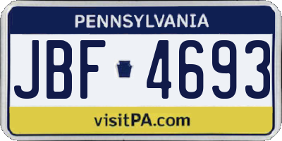 PA license plate JBF4693