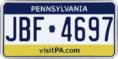 PA license plate JBF4697