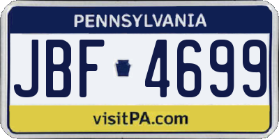 PA license plate JBF4699