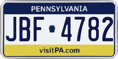 PA license plate JBF4782