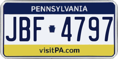 PA license plate JBF4797