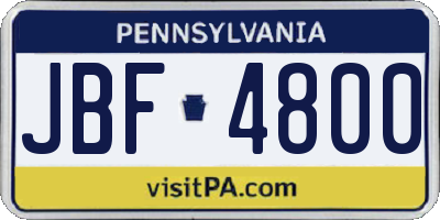 PA license plate JBF4800