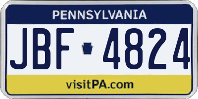 PA license plate JBF4824
