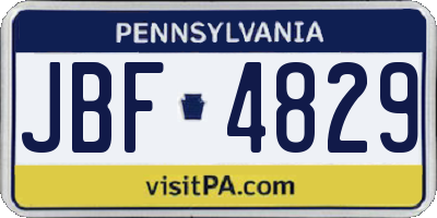 PA license plate JBF4829