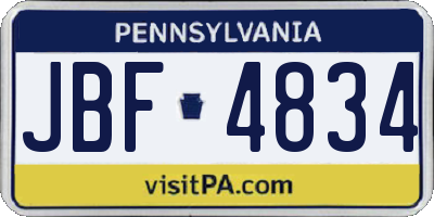 PA license plate JBF4834
