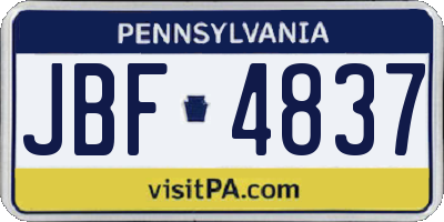 PA license plate JBF4837