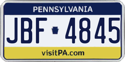 PA license plate JBF4845