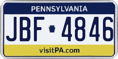 PA license plate JBF4846