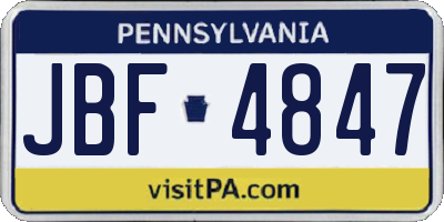 PA license plate JBF4847