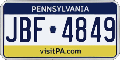 PA license plate JBF4849