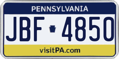 PA license plate JBF4850