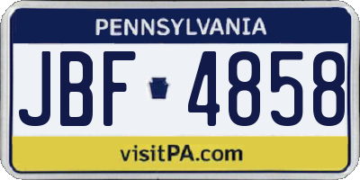 PA license plate JBF4858