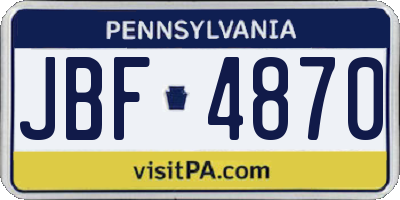 PA license plate JBF4870