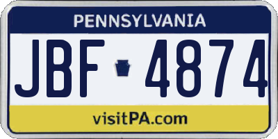PA license plate JBF4874