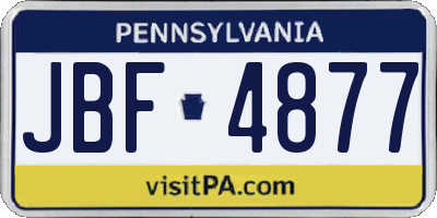 PA license plate JBF4877