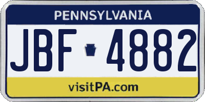 PA license plate JBF4882
