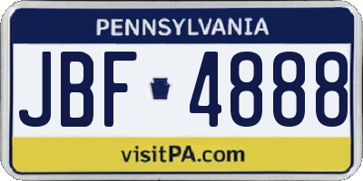 PA license plate JBF4888