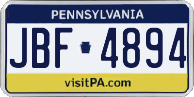 PA license plate JBF4894
