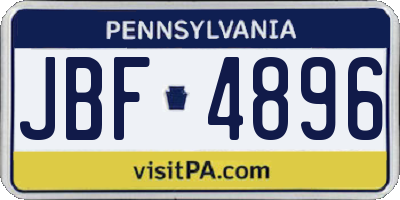 PA license plate JBF4896