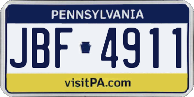PA license plate JBF4911