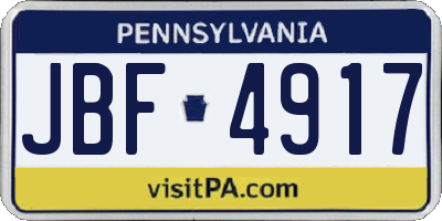 PA license plate JBF4917