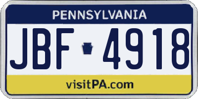 PA license plate JBF4918
