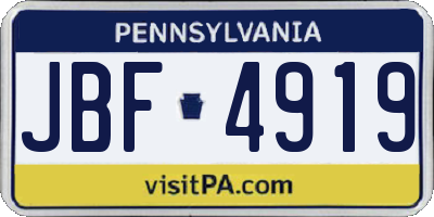 PA license plate JBF4919