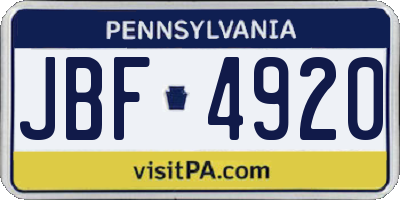 PA license plate JBF4920