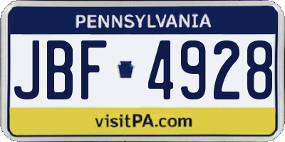 PA license plate JBF4928