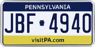 PA license plate JBF4940