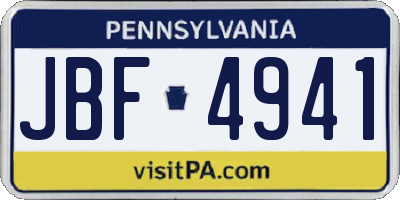 PA license plate JBF4941