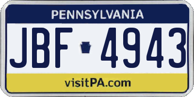 PA license plate JBF4943