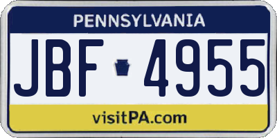 PA license plate JBF4955