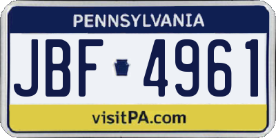 PA license plate JBF4961