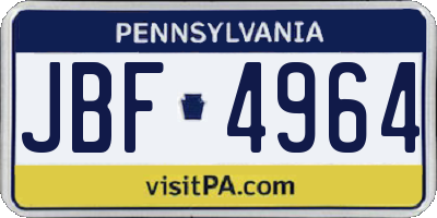PA license plate JBF4964
