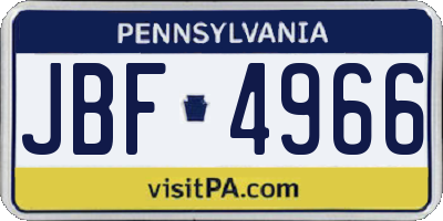 PA license plate JBF4966